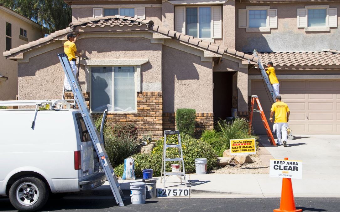 repaired stucco exterior on house